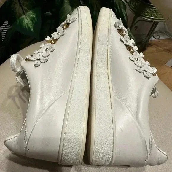 Louis Vuitton Leather Frontrow Blossom Floral Embellished LowTop Sneakers Size37